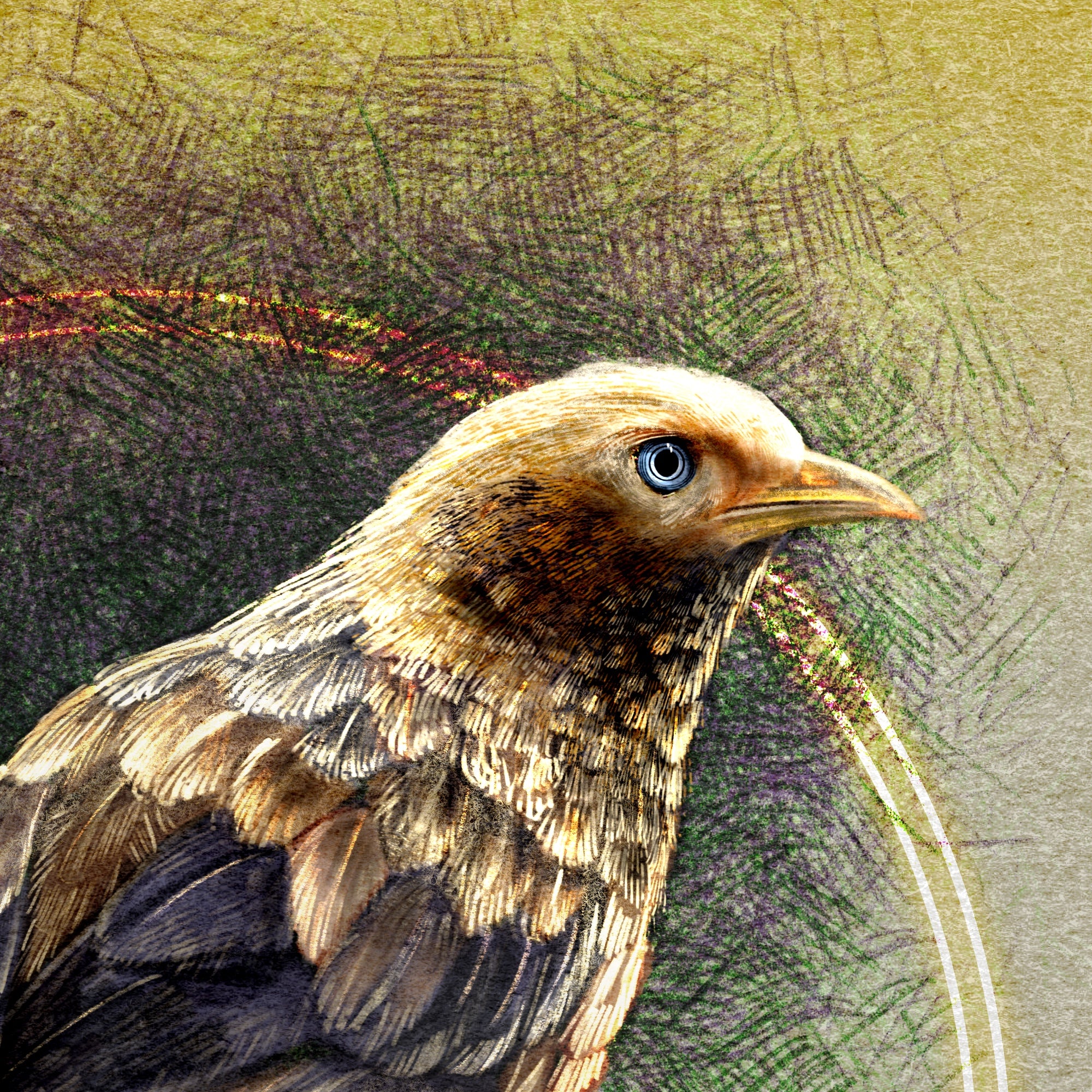 Close-up of a bird with a textured background