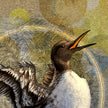 Illustration of a bird with a textured background