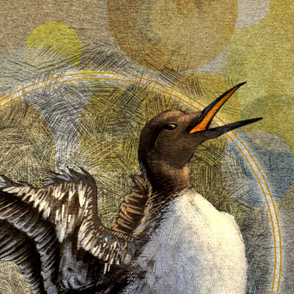Illustration of a bird with a textured background