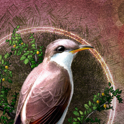 Illustration of a bird with a decorative background