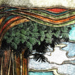 Artistic depiction of trees with a textured background