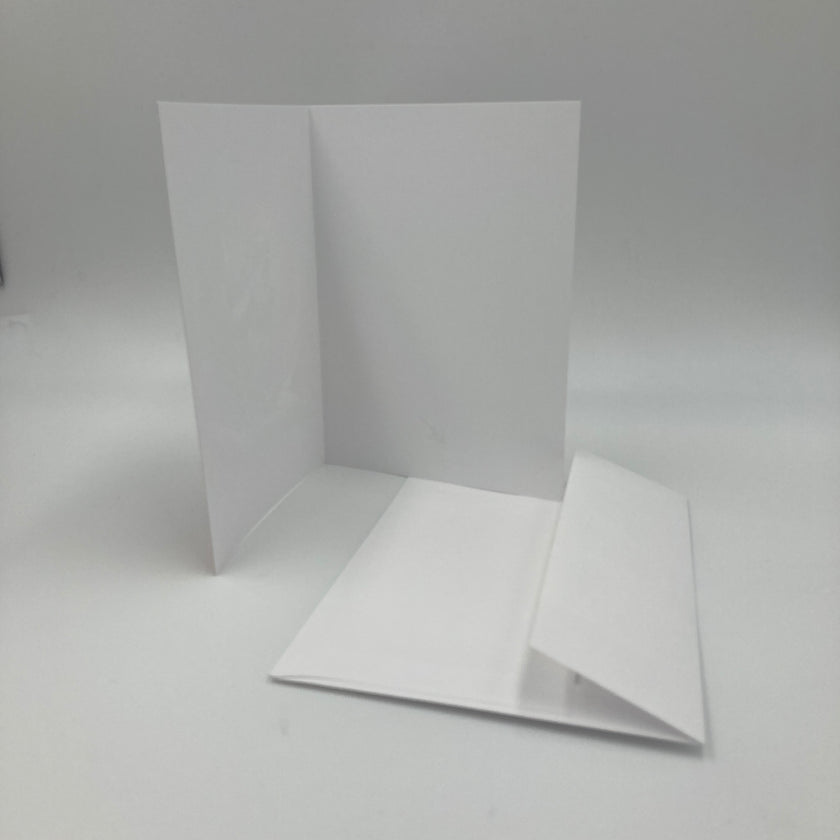 Interior of a blank greeting card on a gray background
