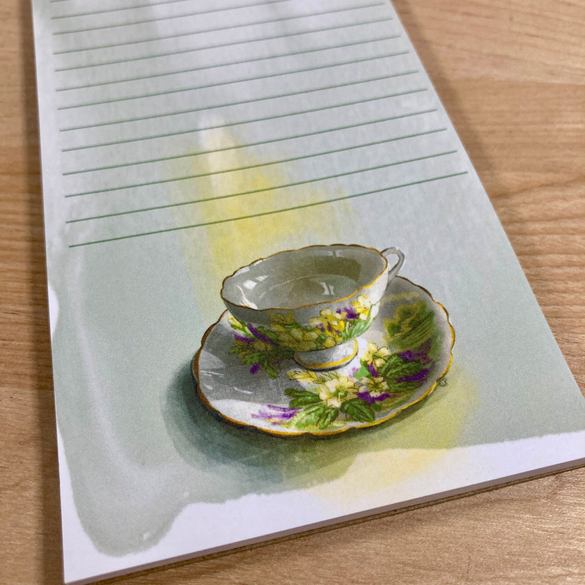 Dainty Yellow Floral Teacup Tear-Away 3.25x8