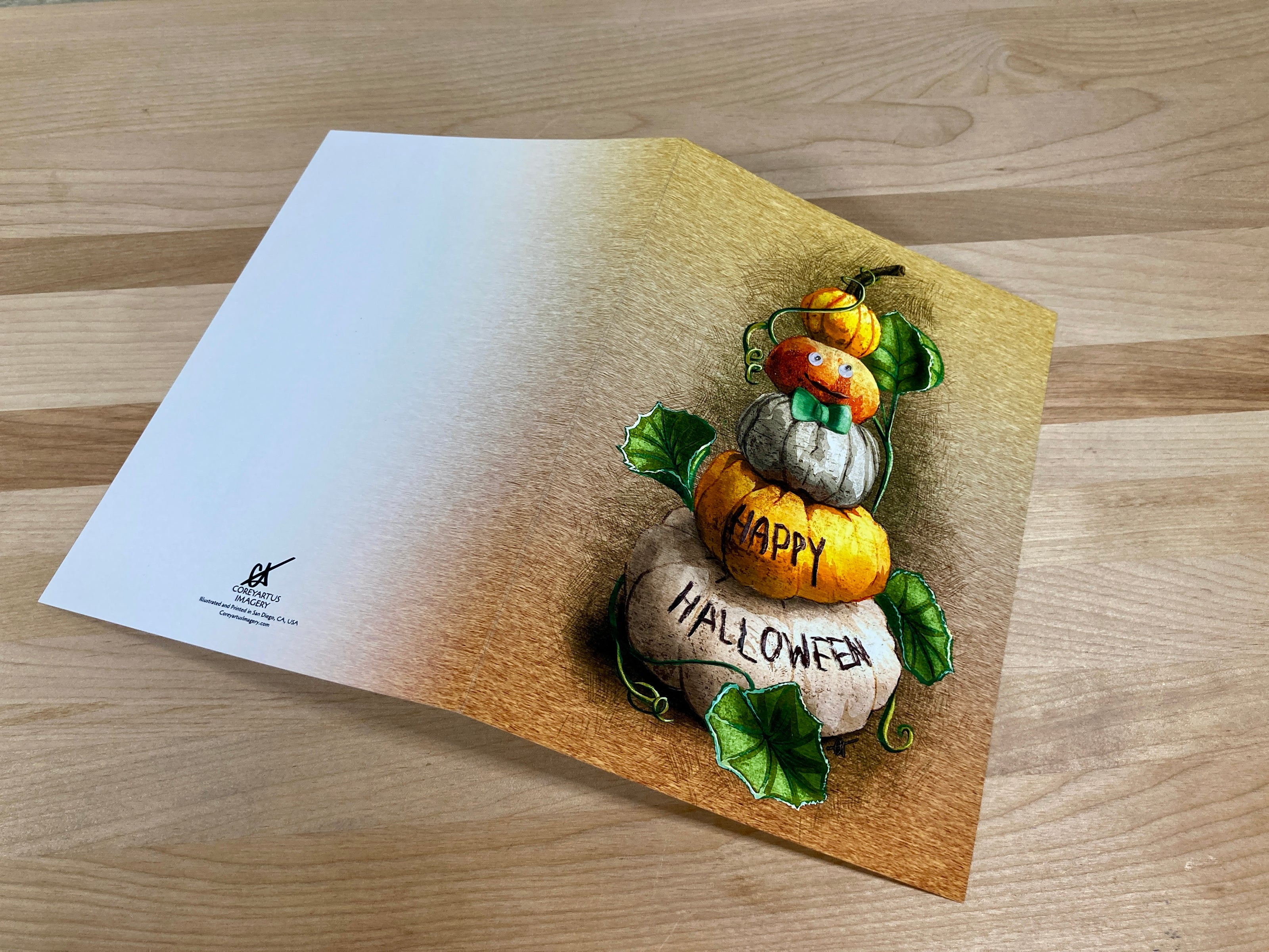 Halloween Stack of Pumpkins Single Greeting Card