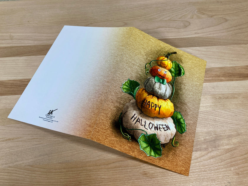 Halloween Stack of Pumpkins Single Greeting Card