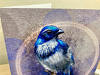 Illustration of a blue bird on a textured background