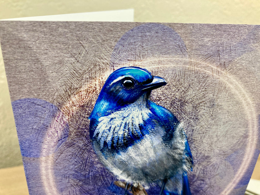 Illustration of a blue bird on a textured background