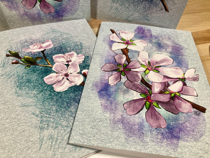 Floral design on a textured surface with a watercolor effect