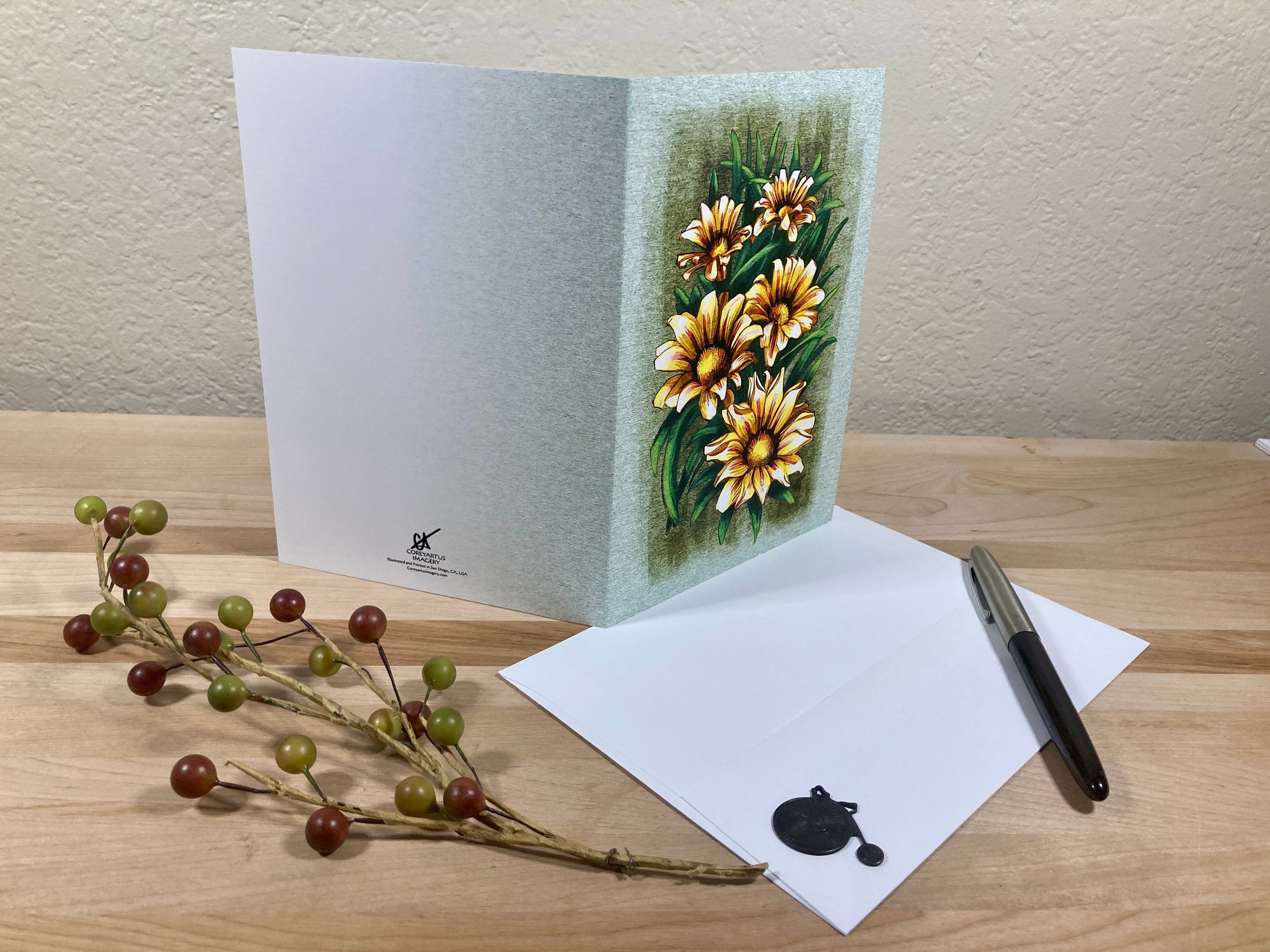 Gazania Blooms Cluster Single Greeting Card