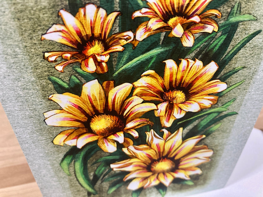Gazania Blooms Cluster Single Greeting Card
