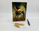 Greeting card with a bird illustration on a white background