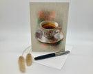 Soft Pink Rose and Gold Teacup Single Greeting Card