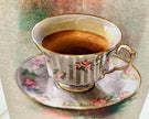 Soft Pink Rose and Gold Teacup Single Greeting Card