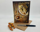 Greeting card with a lion design on a white background