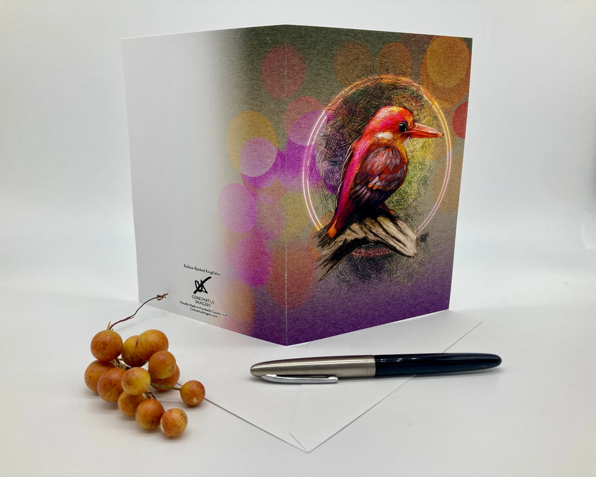 Greeting card with a bird design on a white background