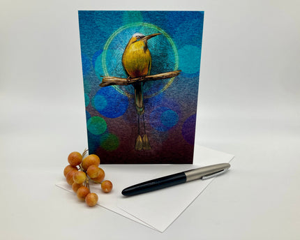 Greeting card with a bird illustration on a white background