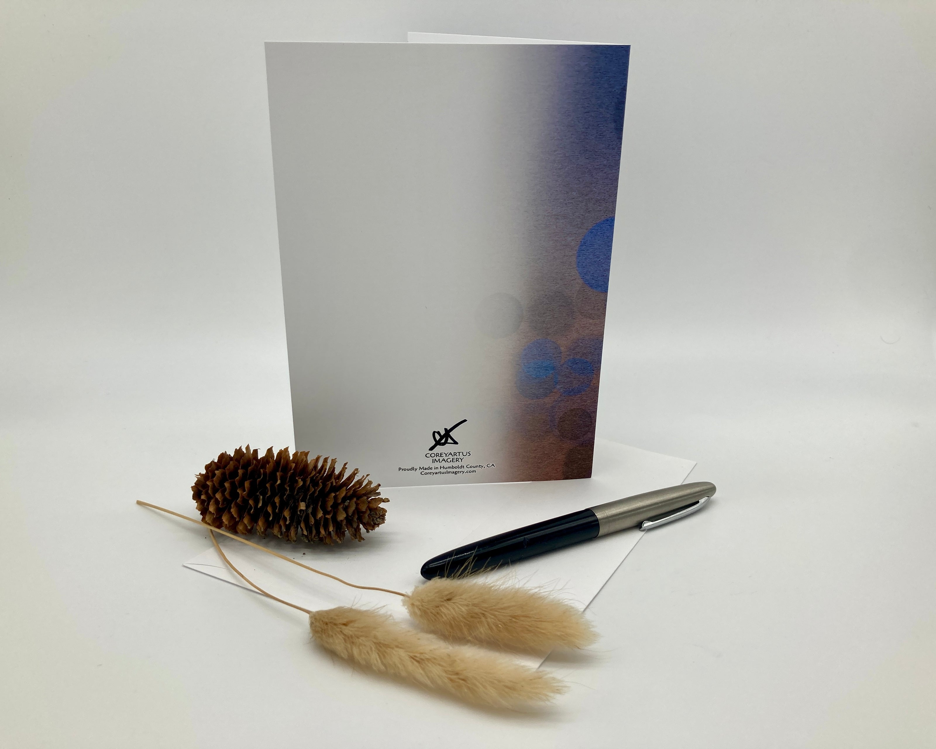 Greeting card with decorative elements on a white background