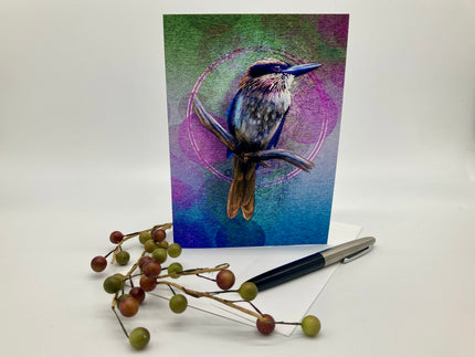 Card with a bird illustration on a white background