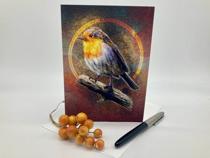 Greeting card with a bird illustration on a white background