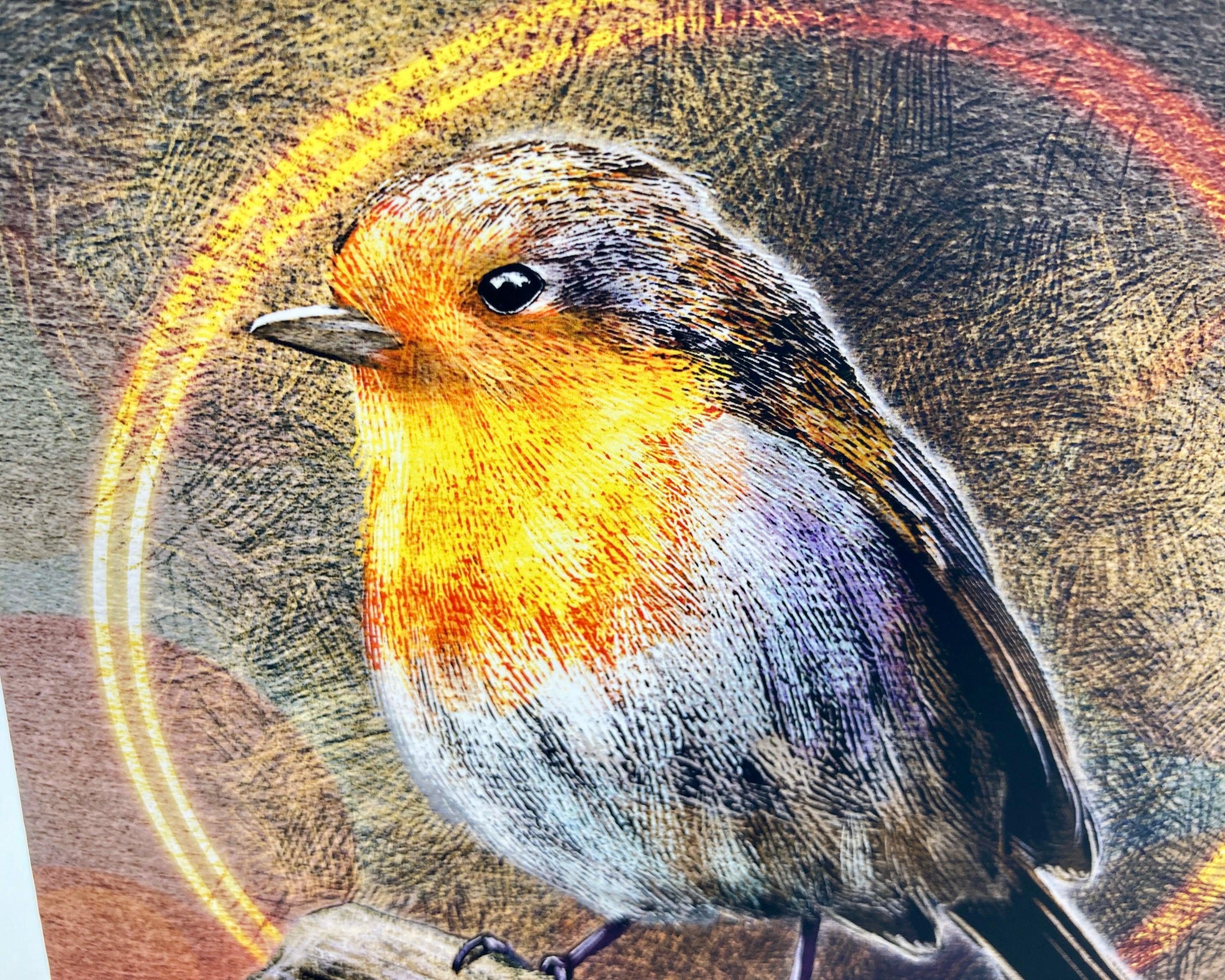 Illustration of a bird with a colorful background