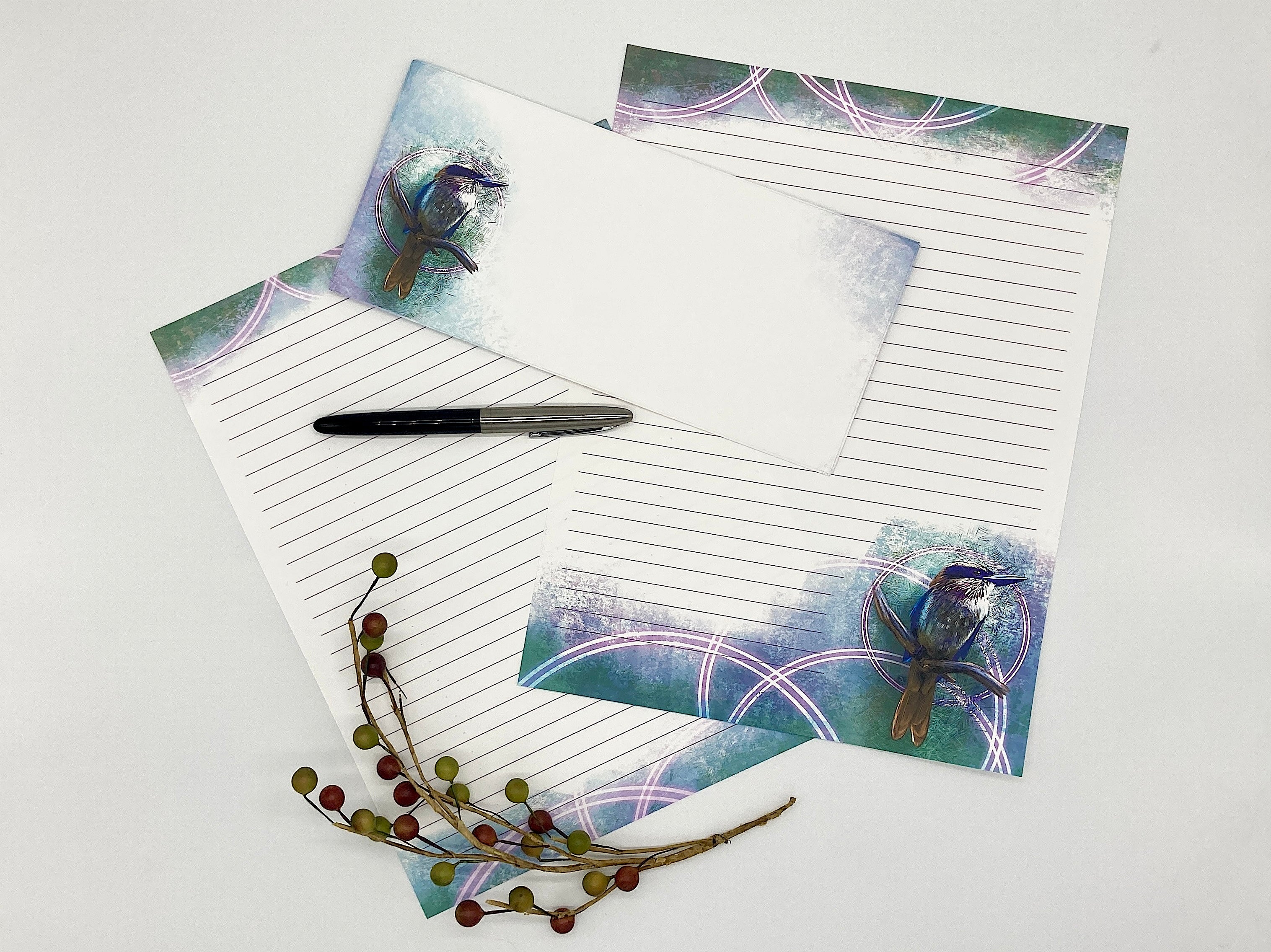 Lilac Kingfisher Stationery Paper Pack