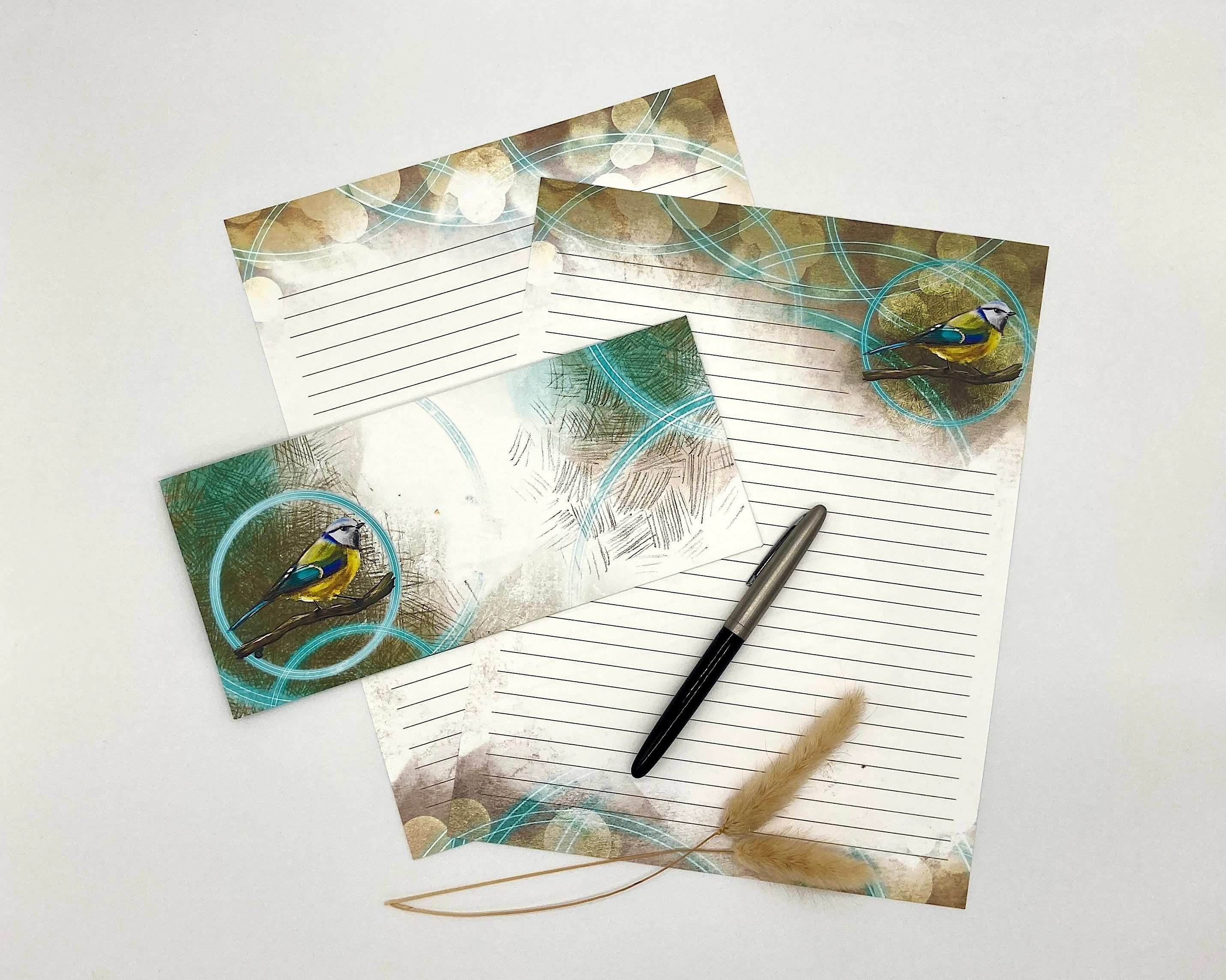 Blue Tit 60-Piece Stationery Paper Pack