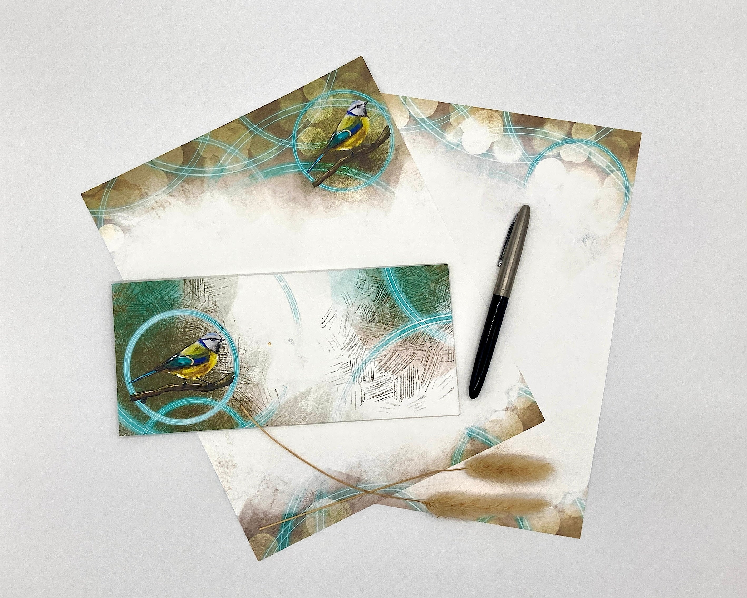 Blue Tit 60-Piece Stationery Paper Pack