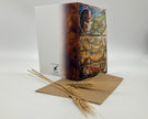 Decorative book with artistic cover design on a white background