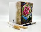Decorative book with floral design on a white background