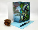Decorative greeting card with nature-themed design on a white background