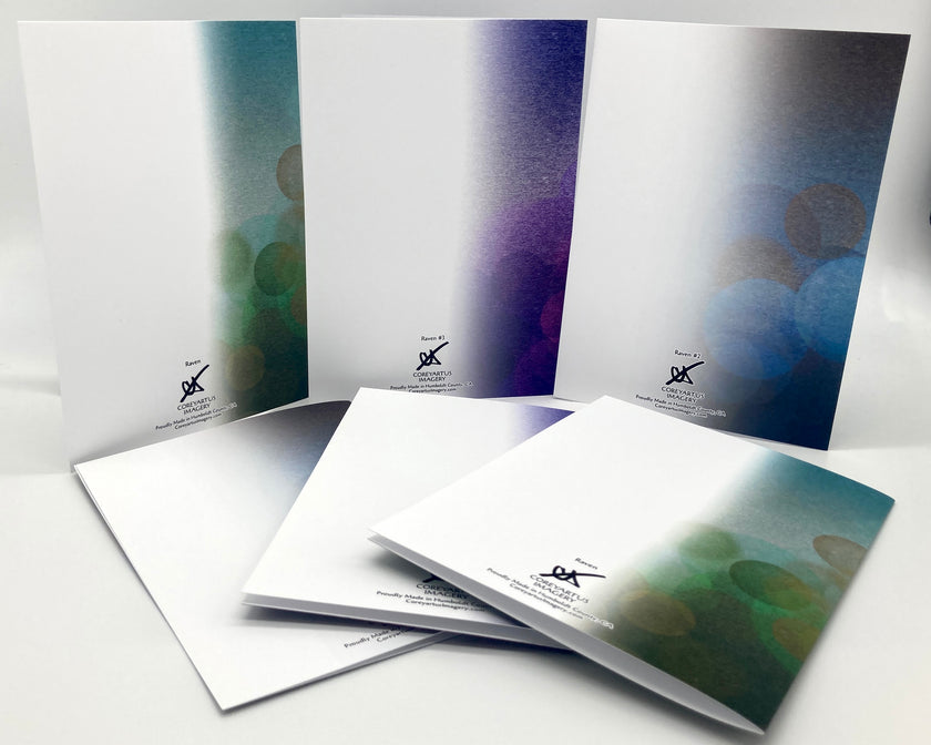 Set of brochures with a blurred abstract design on a white background