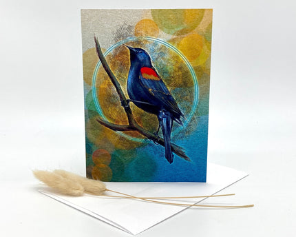 Red-Winged Blackbird Single Greeting Card