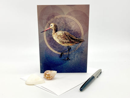 Greeting card with a bird illustration on a white background
