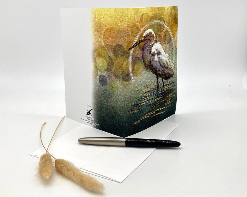 Greeting card with a bird design on a white background