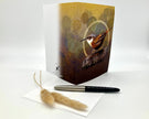 Greeting card with a bird design on a white background