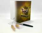 Greeting card with a bird illustration on a white background