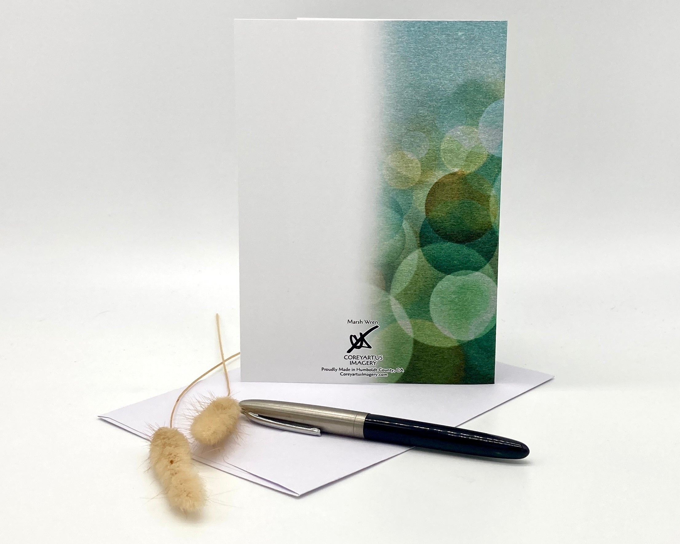 Greeting card with decorative elements on a white background