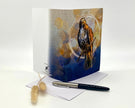 Greeting card with a hawk design on a white background