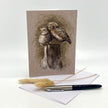Greeting card with owl illustration on a white background