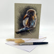 Greeting card with a bird illustration on a white background