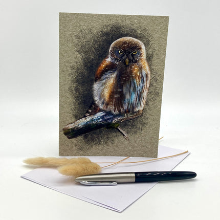 Greeting card with a bird illustration on a white background