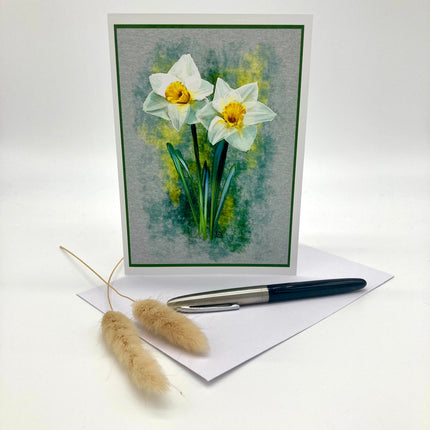 White Daffodil Single Greeting Card