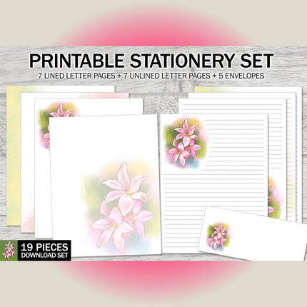Pink Lily Printable Stationery Mega-Pack