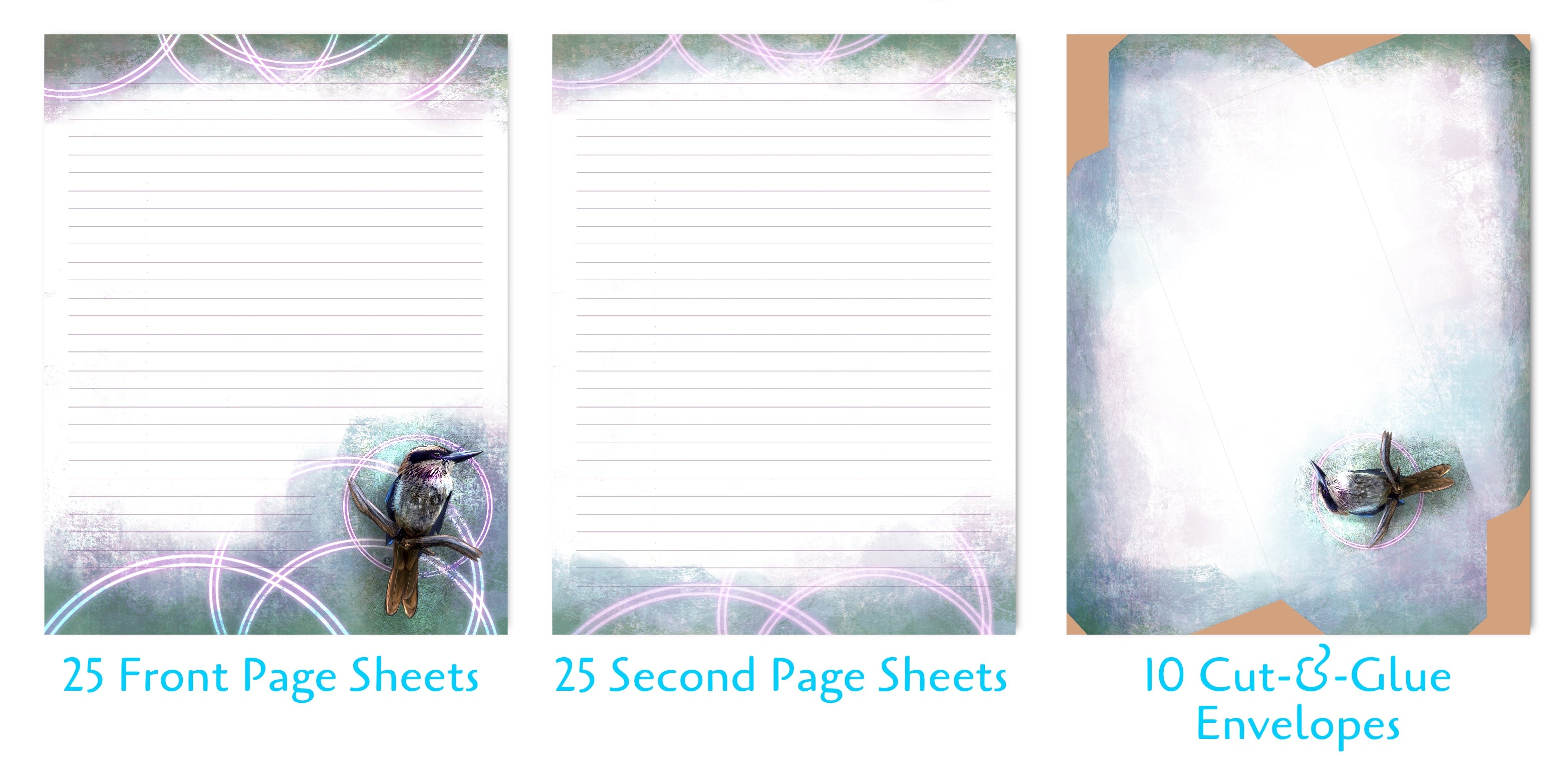 Lilac Kingfisher Stationery Paper Pack