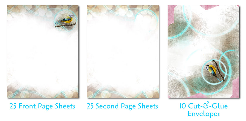 Blue Tit 60-Piece Stationery Paper Pack