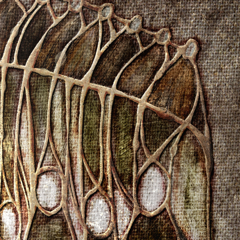Artistic depiction of stylized people with a textured background