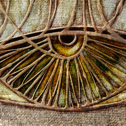 Artistic depiction of an eye with a textured background