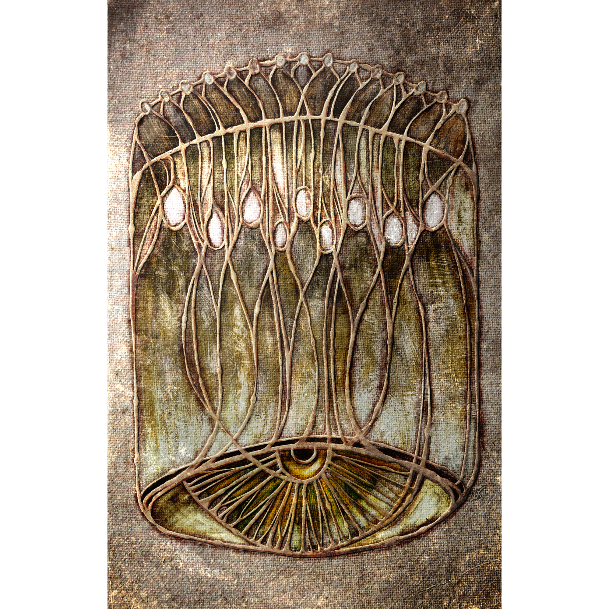 Decorative wall art with abstract design on a textured background