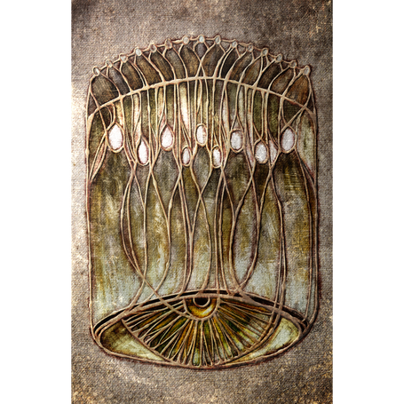 Decorative wall art with abstract design on a textured background