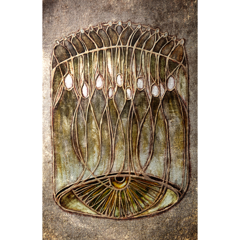 Decorative wall art with abstract design on a textured background